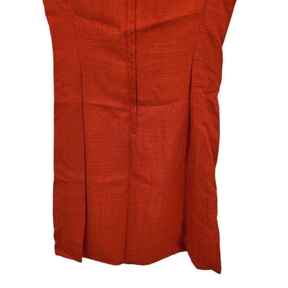 70’s Mod Brady Bunch Handmade Hostess Dress Sz S Pockets Orange Mad Men Office