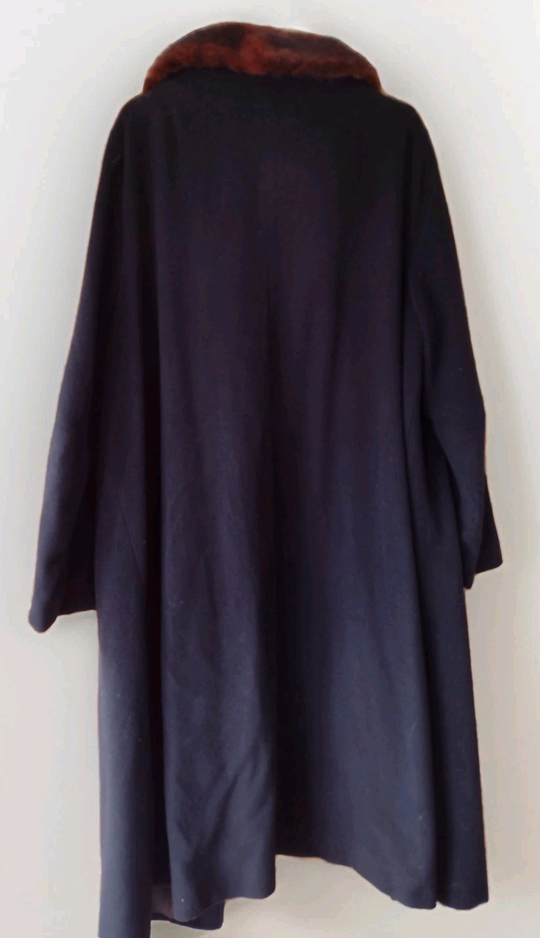 Vintage 1950s Cashmere Blend Coat with Real Mink Collar Sz 18-20 Union Made