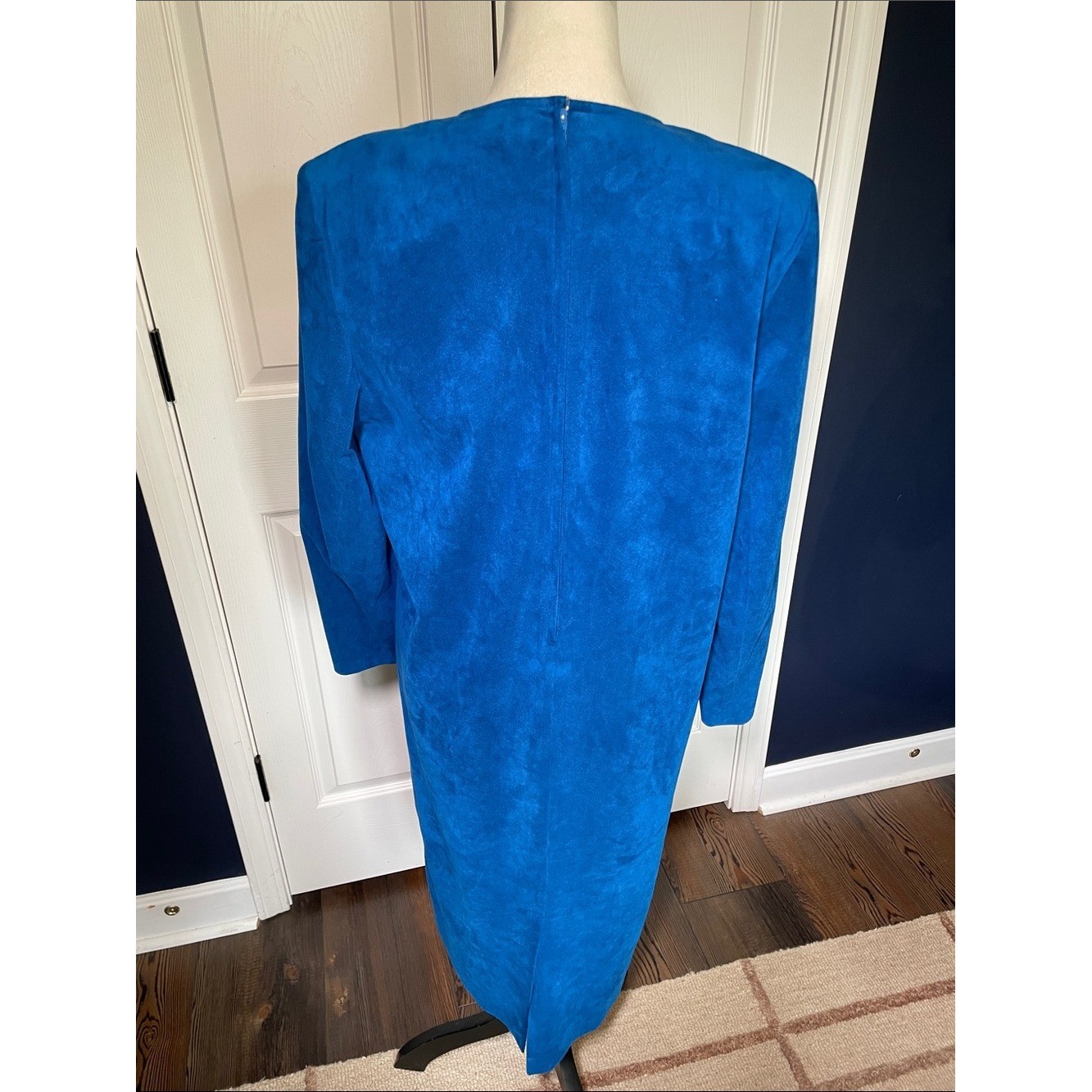 Vtg Count Romi LTD Ultrasuede Dress 80s Cobalt Royal Blue Midi Size 10