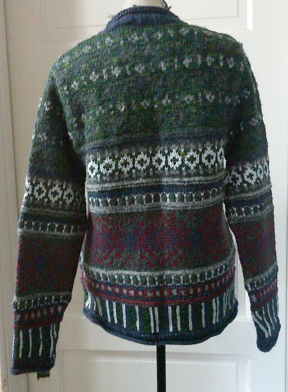 ’90’s TANGENTS Blue Abstract Zip Front Sweater S