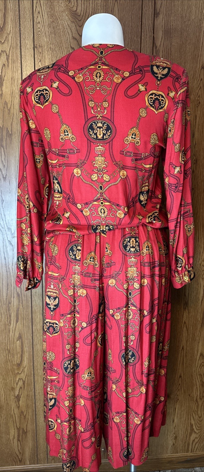 Vtg Leslie Faye Wide Leg Crop Culotte Pant & Blouse Set Equestrian Print 12P