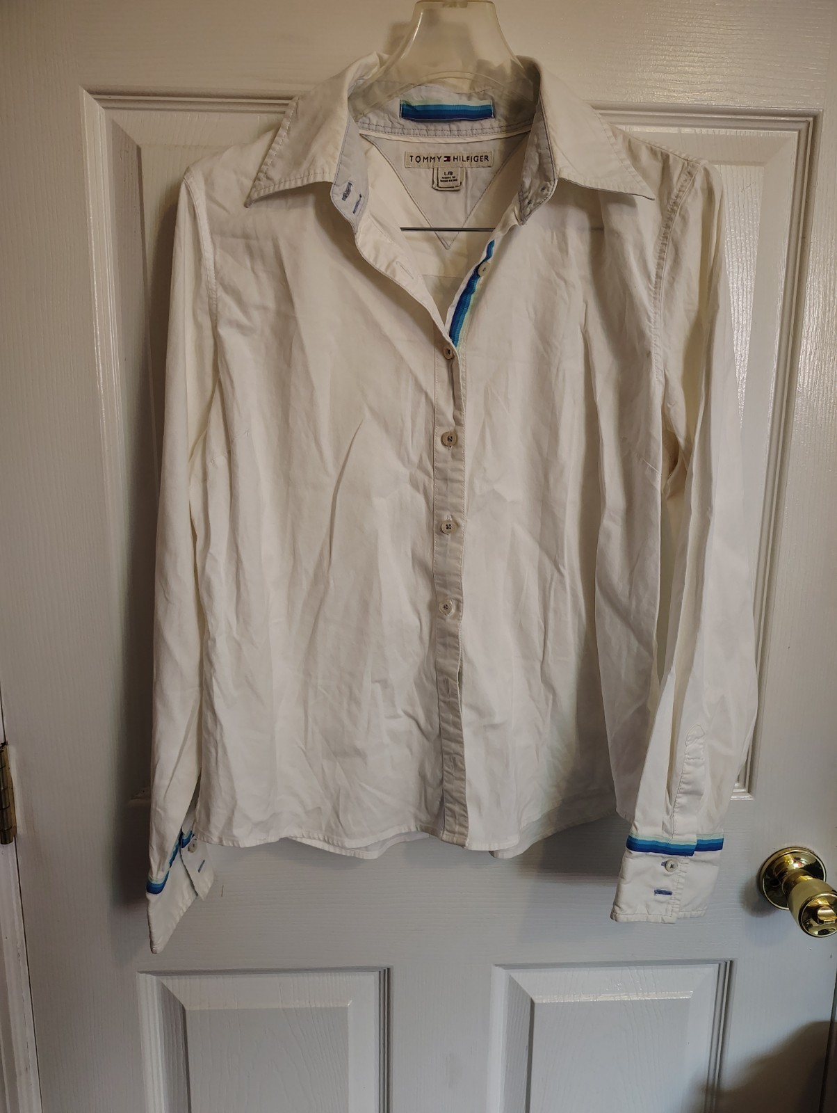 Title: Vintage 90s Tommy Hilfiger White Button-Down Shirt (Made in Hong Kong)