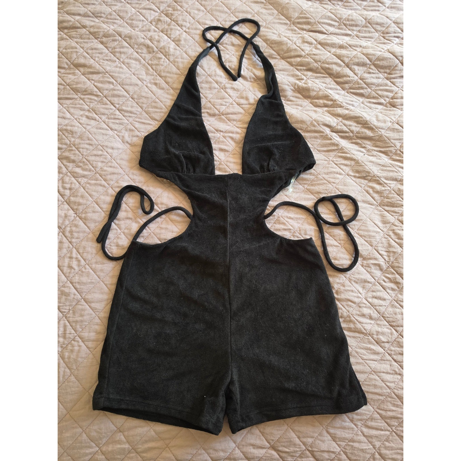 Outcast NWT Ebony Black Sexy Feminine Extra Pinup Playsuit Bodysuit Sz S-M