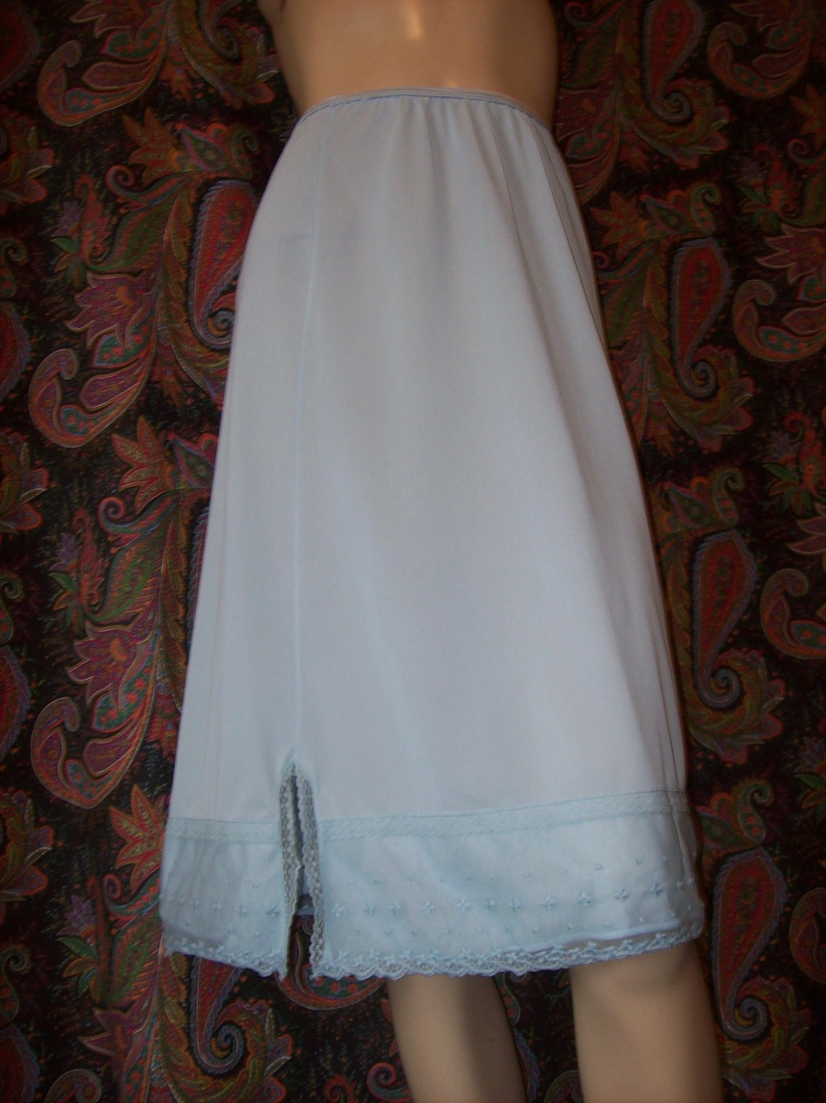 Vintage Pandora Blue Lacy Nylon Half Slip Lingerie M