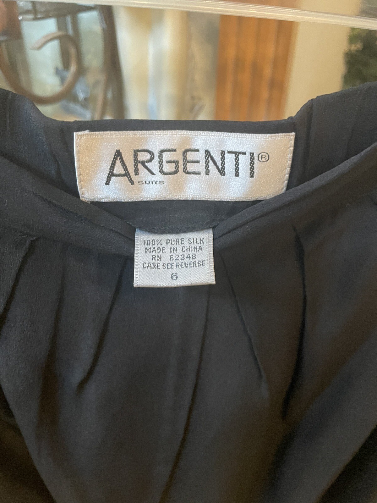 Vintage Argenti Silk 2 Piece Woman’s Black Suit Size 8 Jacket, Size 6 Skirt