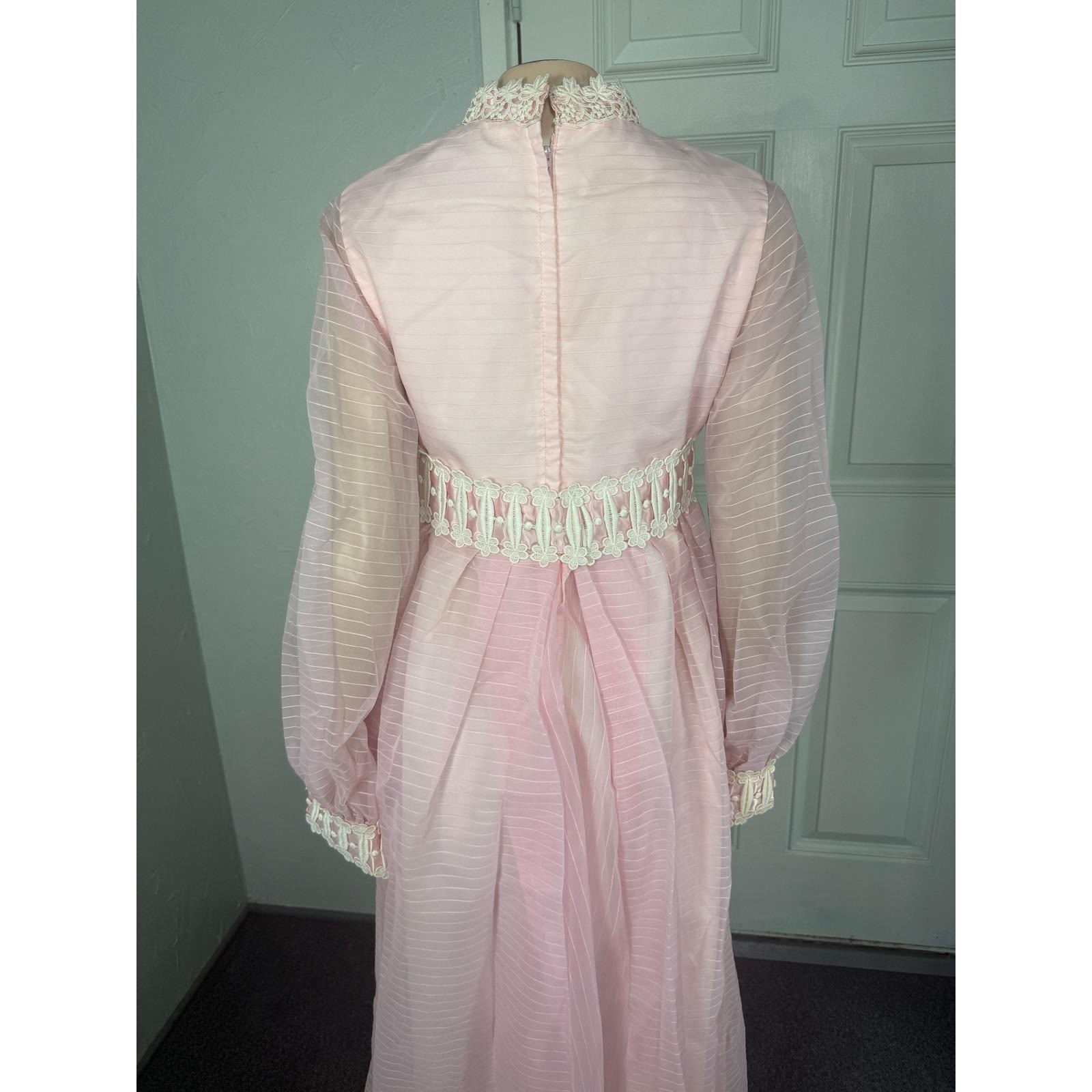 Vintage 70s Emma Domb Women’s Dress Bridesmaid Wedding Formal Maxi Lace H3-1