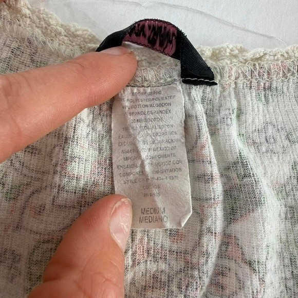 VTG Y2k Floral Babydoll Cream Top Women’s Sz M Boho Softgirl Cottagecore