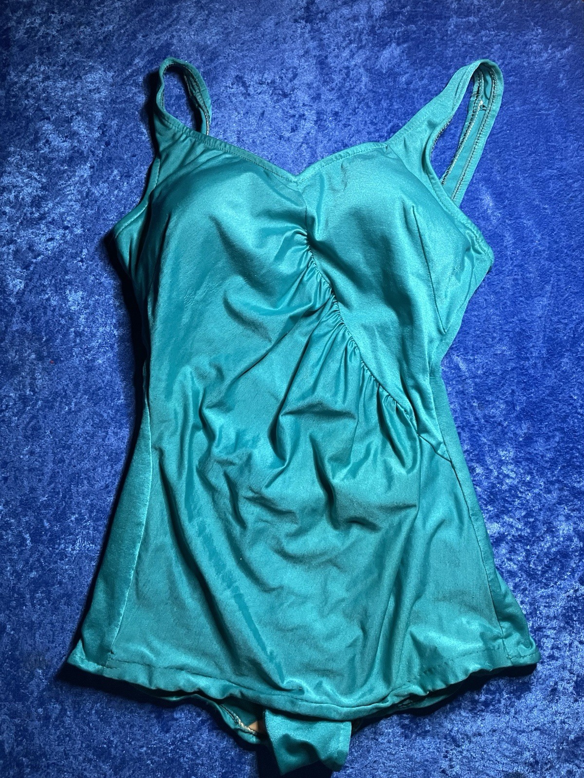 Vintage Maxine Of Hollywood Swimsuit Teal Blue Pinup M/L