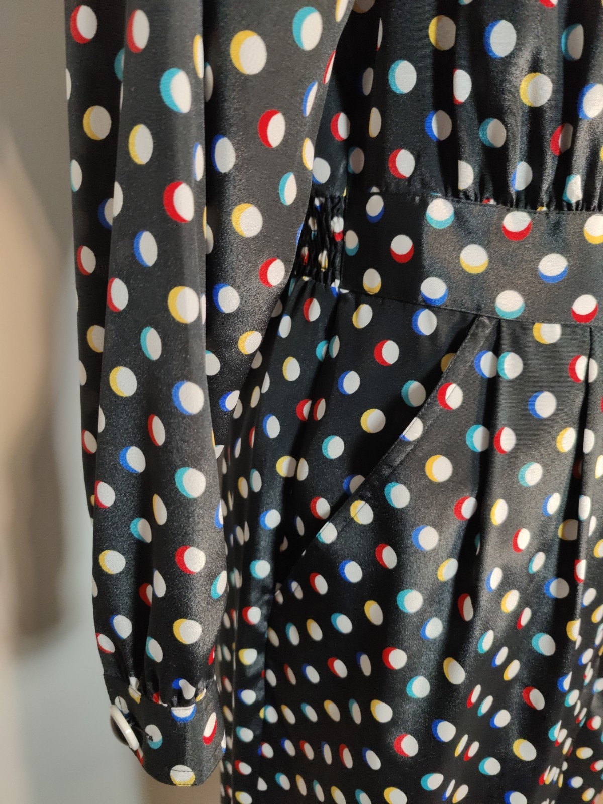 Vtg Leslie Fay 80’s Polka Dot Secretary Dress Sz M Career Shoulder Pads Pockets