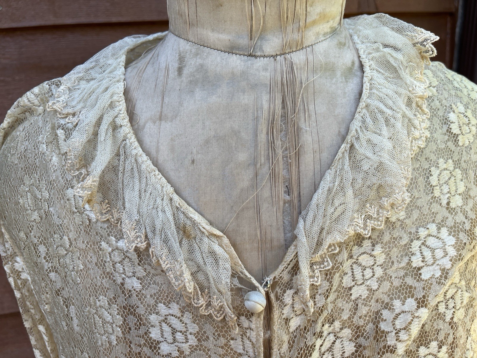 Ladies Edwardian, Floral Lace Blouse, Long Sleeves, Cloth Covered Buttons