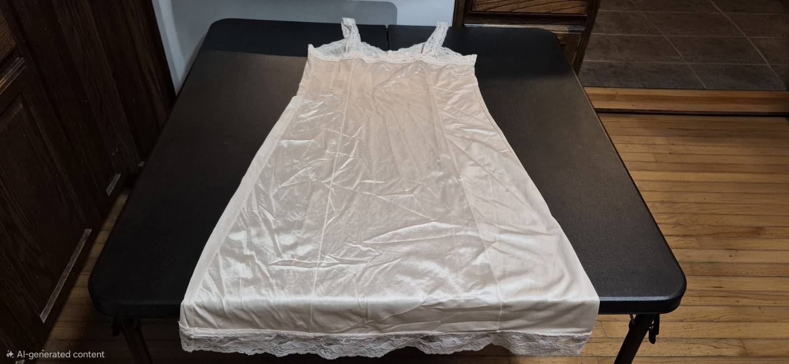 ​Ladies Size Small Full Slip Beige Nude Lace Hem Lingerie Layering Underdress