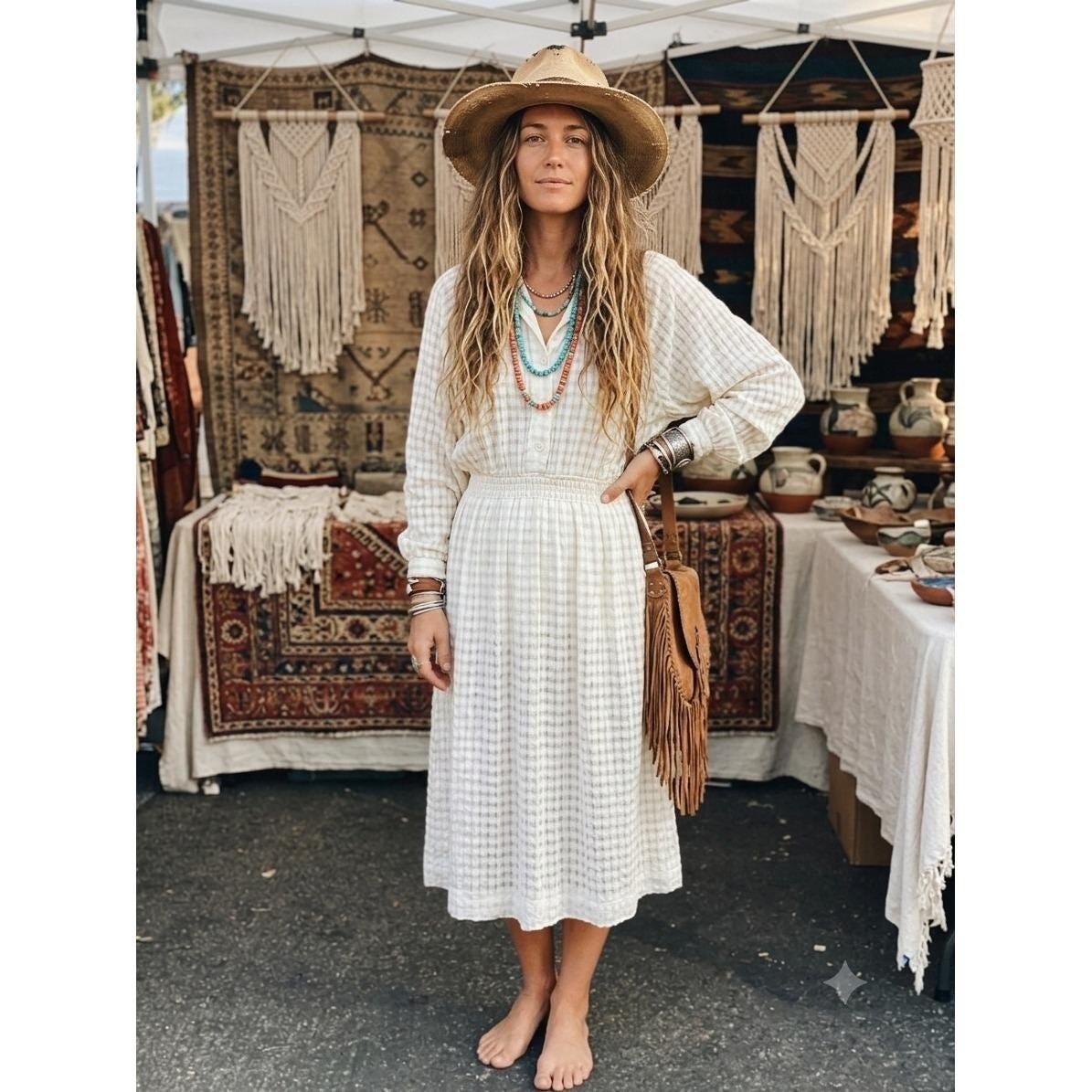 Young Edwardian Dress M White Vintage 70s Arpeja Gauze Midi Prairie Cottagecore