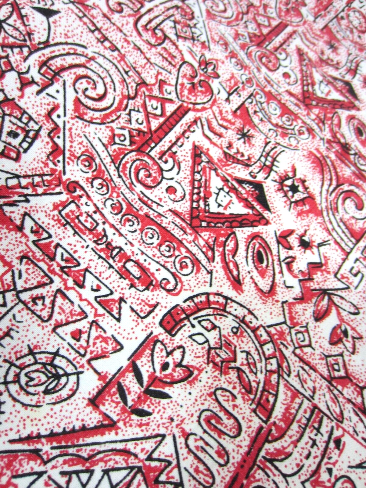 Vintage 80s Graphic Print Art Shirt Women MED Boxy AOP Doodles