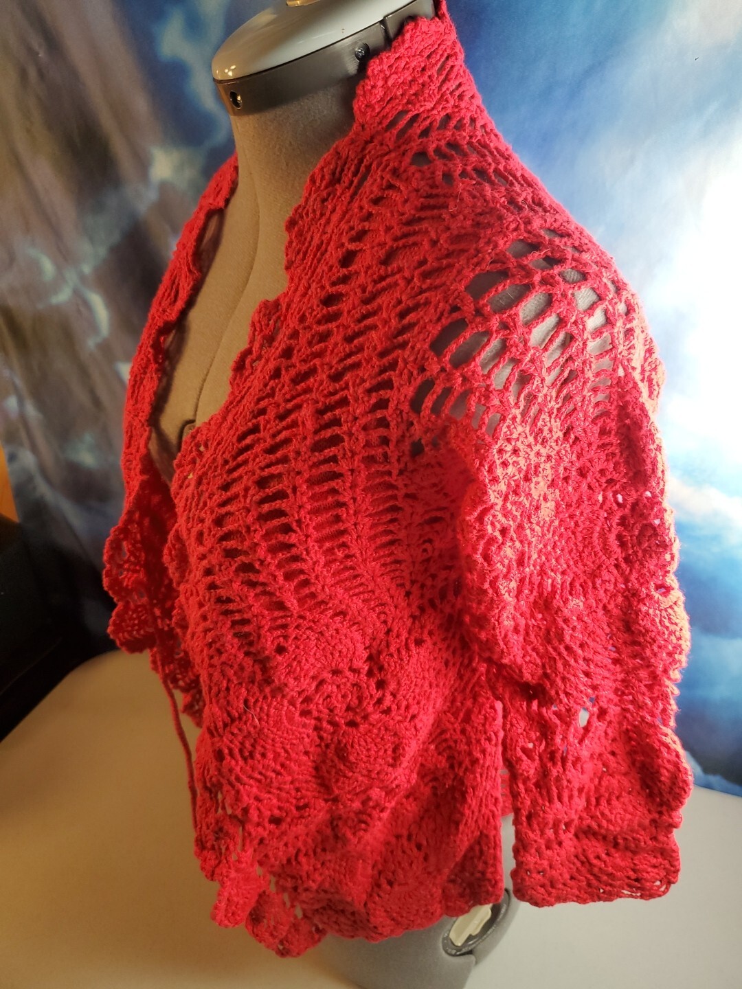Vintage 80’s Bonnie And Bill By Holly Women’s Small Red Crochet Knit Sweater