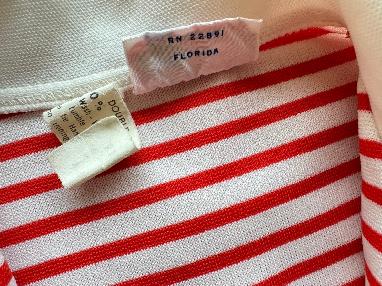 Vtg Red & White Knit Short Sleeve Collared Zipper Front Twiggy Mod Dress sz L