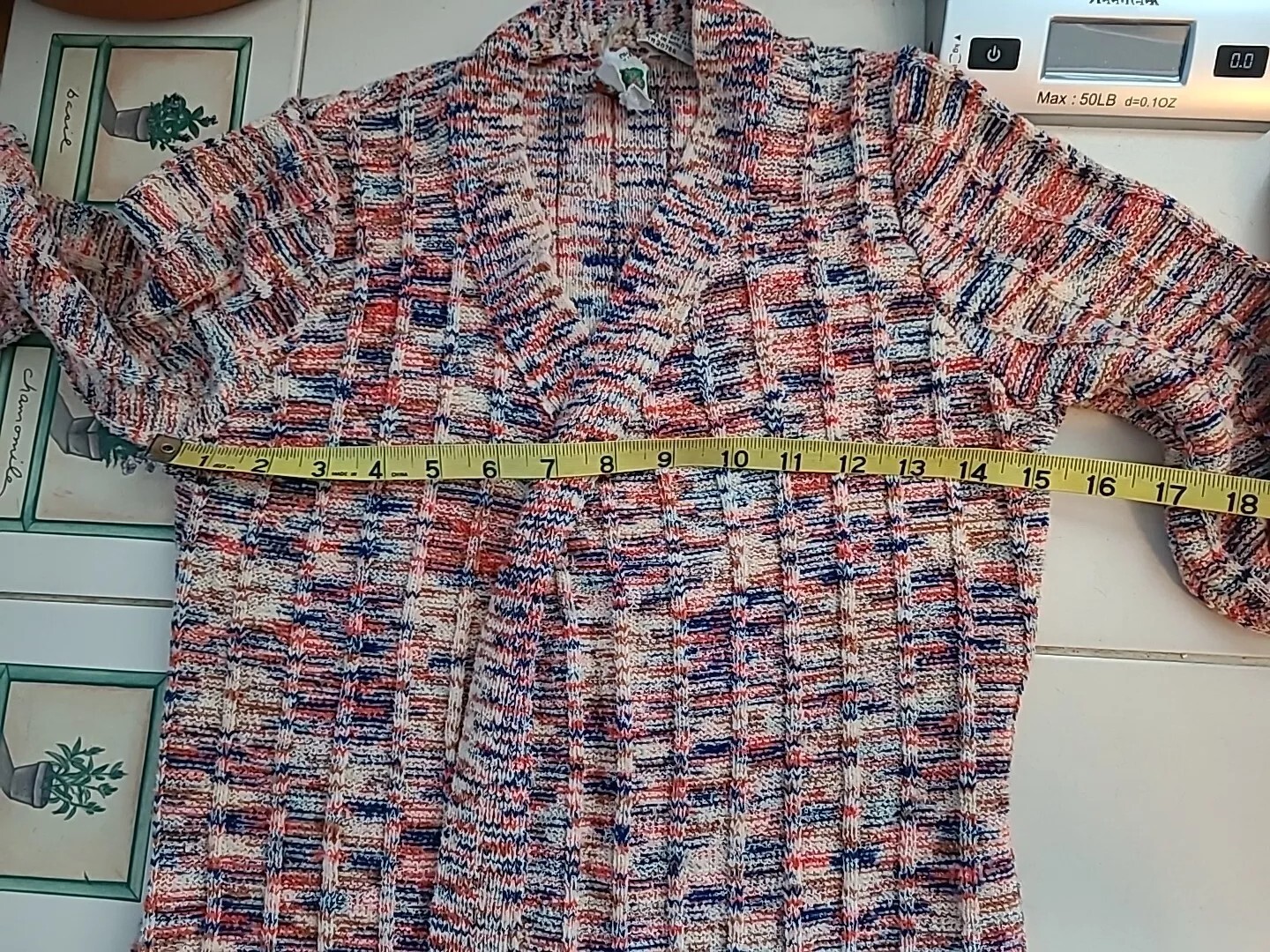 70s Organically Grown Sweater Arpeja Medium Colorful Knit Cardigan Red Blue