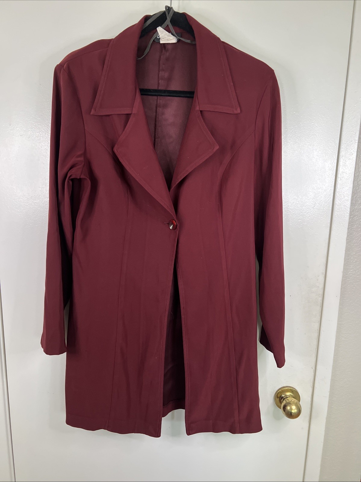 Vintage DAWN JOY FASHIONS Long Open Blazer Size 11/12 Dark Cranberry