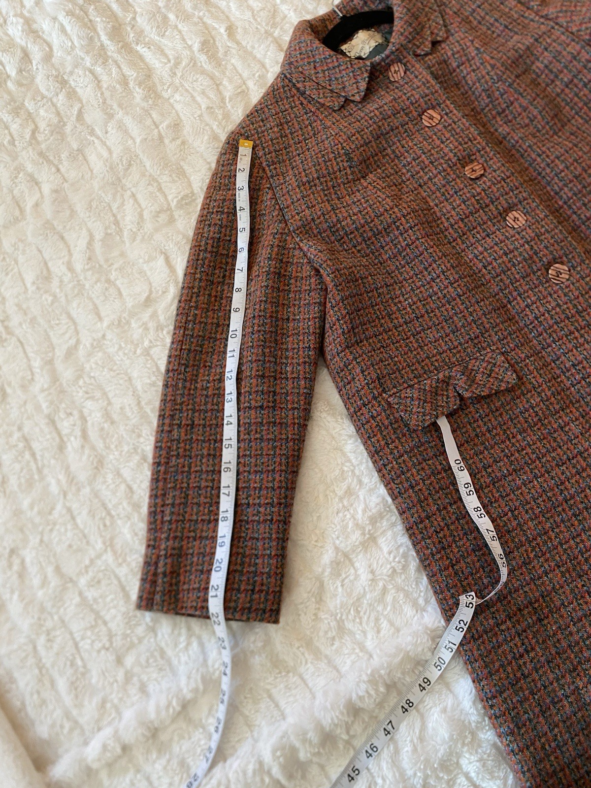 VTG Tar-Shire 1960’s Women’s Harris Tweed Wool Houndstooth Coat Size L XL EUC