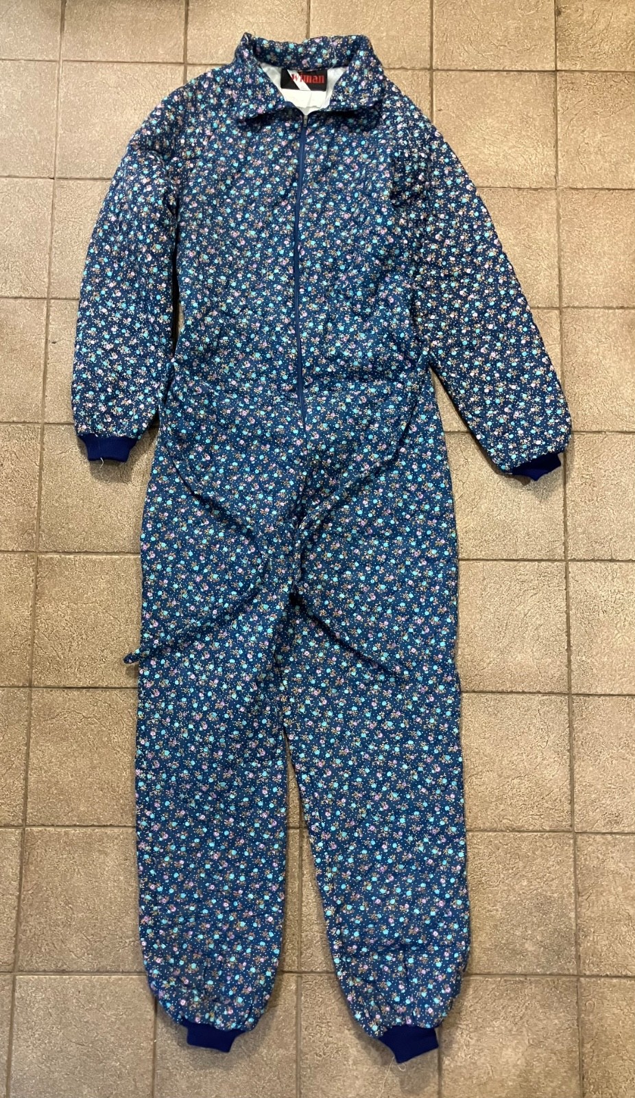 Vintage 70s Wiman Floral Quilt Jumpsuit Cottagecore Prairie Folk Size MEDIUM