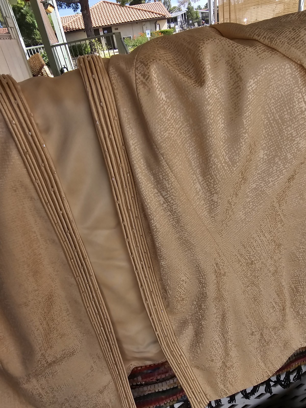 Adrianna Papell Woman 24W 100% Silk Metallic Champagne Gold Evening Blazer Open