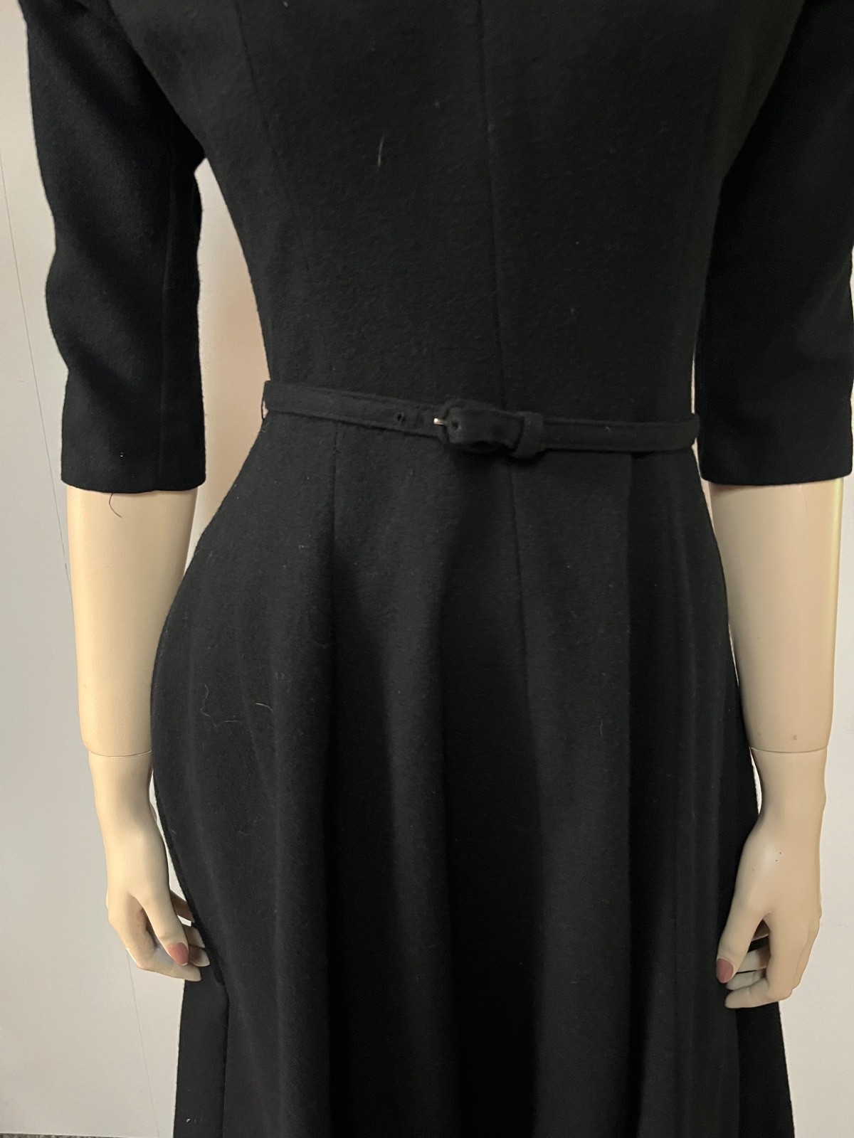 Vintage 1950s Alco Junior Bibbed Neckline Wool Business Cocktail Dress Bust 34