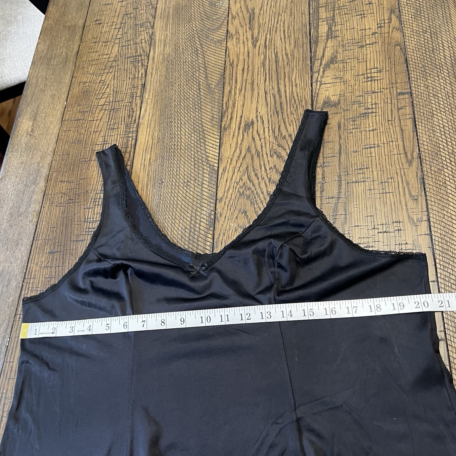 Vintage 2 Pc. Vassarette L Black Lace Camisole & Half Slip (20”) Set Nylon USA