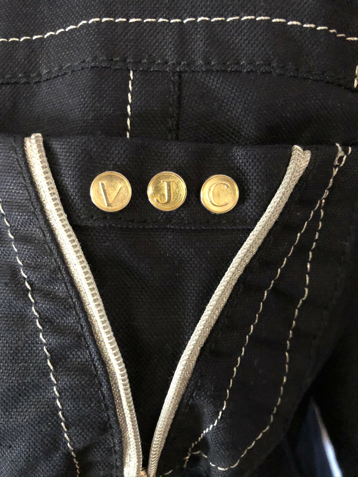VJC VersaceJeansCouture Blue Silver Accent FrontPockets LSlv 1970’s Jacket szS/M