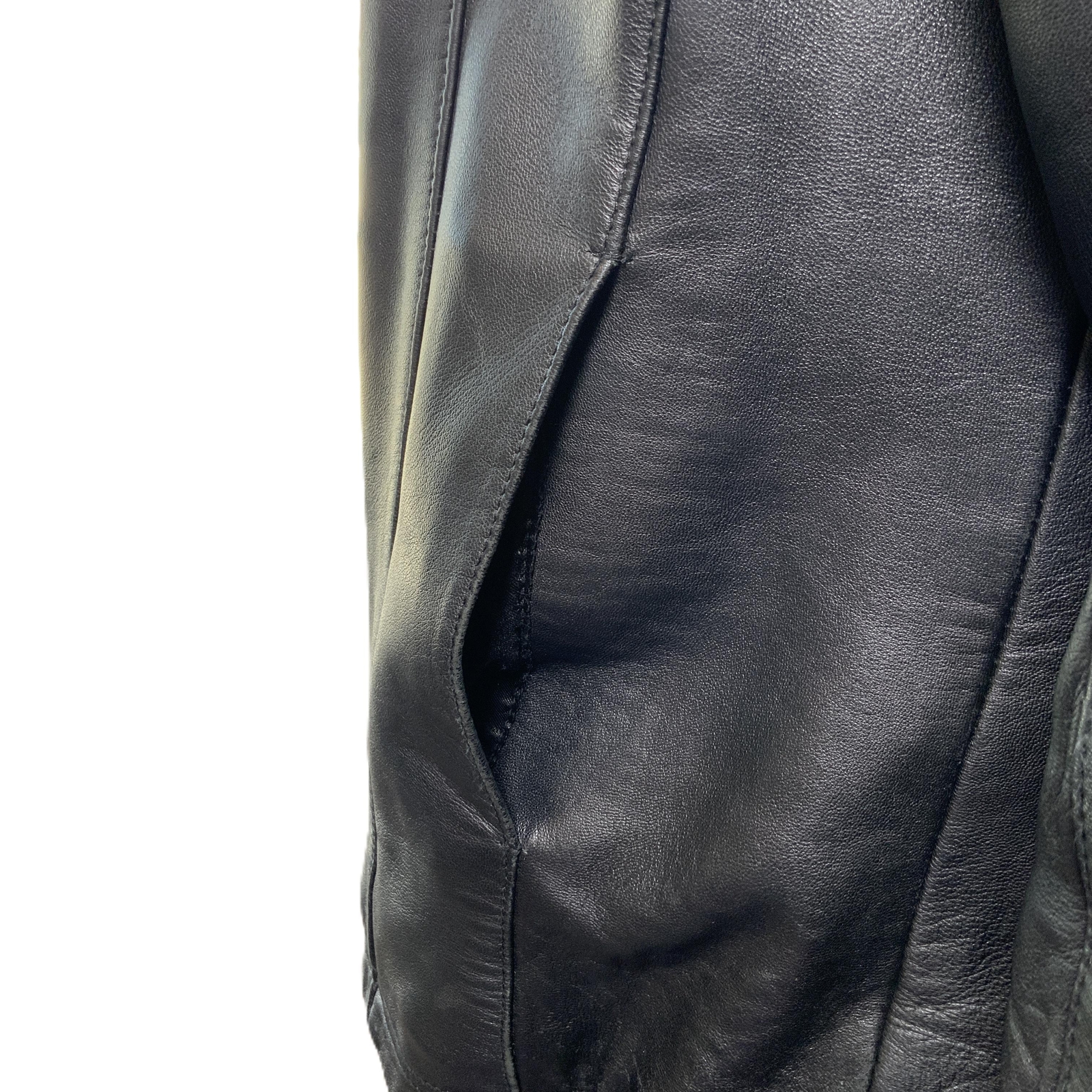 Burks Bay Black Zipper Closure Collared Leather Jacket Size Medium Vintage 90’s