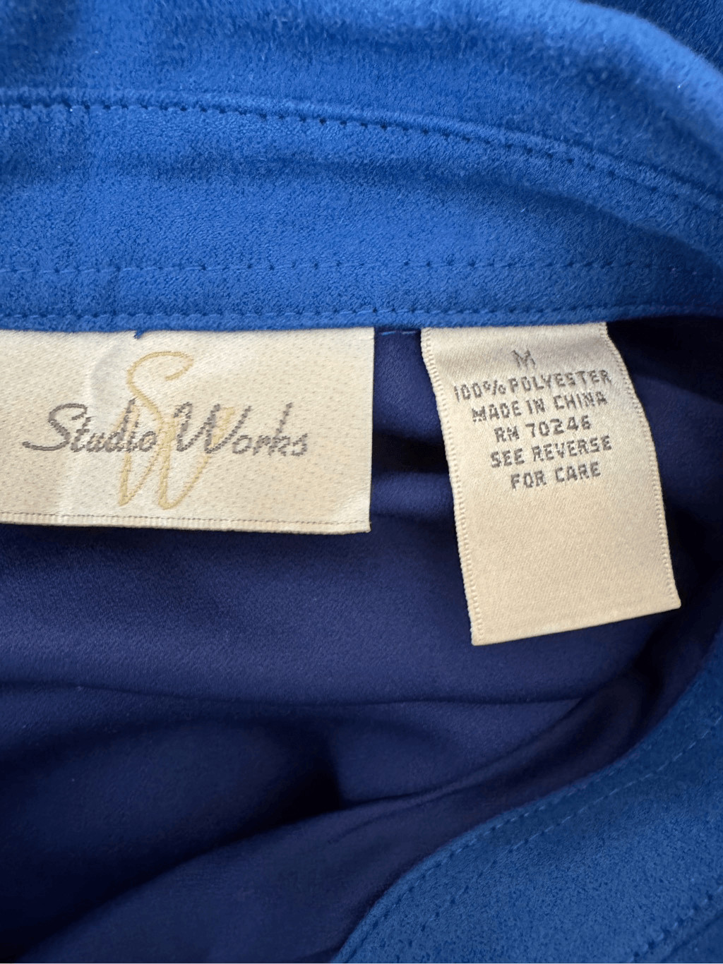 Studio works M blue suede button up vintage blouse women’s