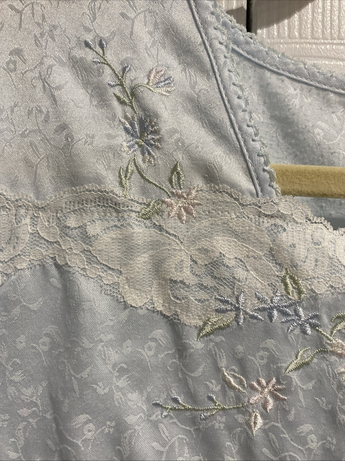 Go Softly Light Blue Long Nightgown with Embroidery And Lace Detail Size XL