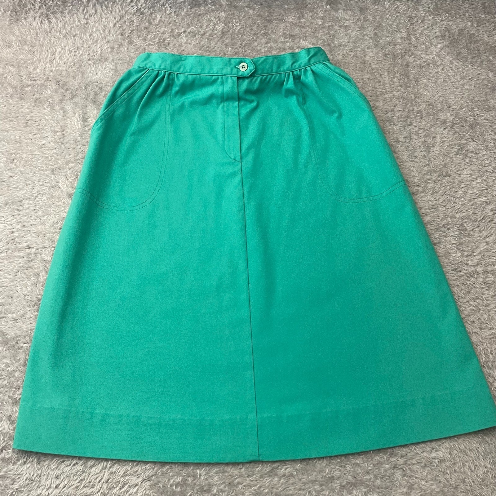 Koret Francisca Skirt Womens 10 Green A-Line Midi Vintage Pockets Elastic Waist