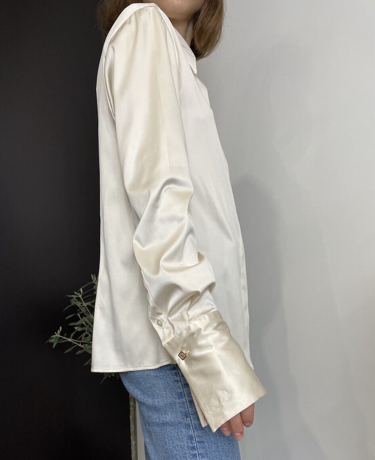 Vintage Versace Classic V2 Silk Shirt Ivory Blouse Top Size 44