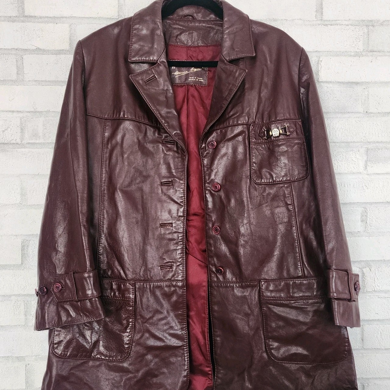 Rare 70/80s Vintage Etienne Aigner Leather Jacket Oxblood Classic Brass Hardware