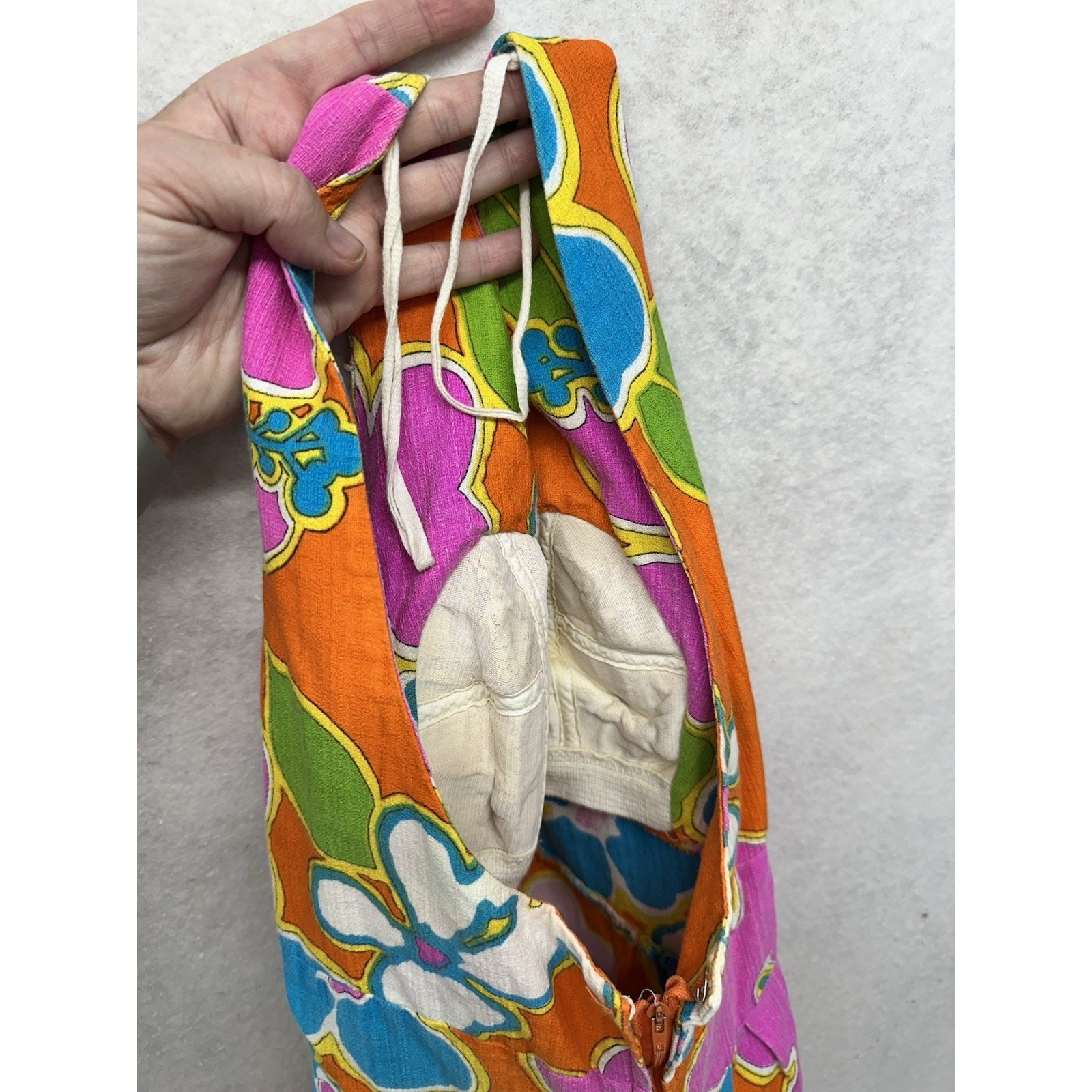 Vintage Dress Malihini Hawaii Designer Collection Maxi Floral Tiki Luau