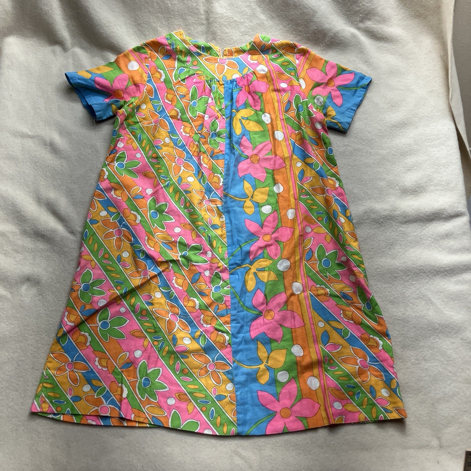 Vintage 60’s 70’s Carol Brent Psychedelic Floral Dress M/L Midi Zip Boho Hippy
