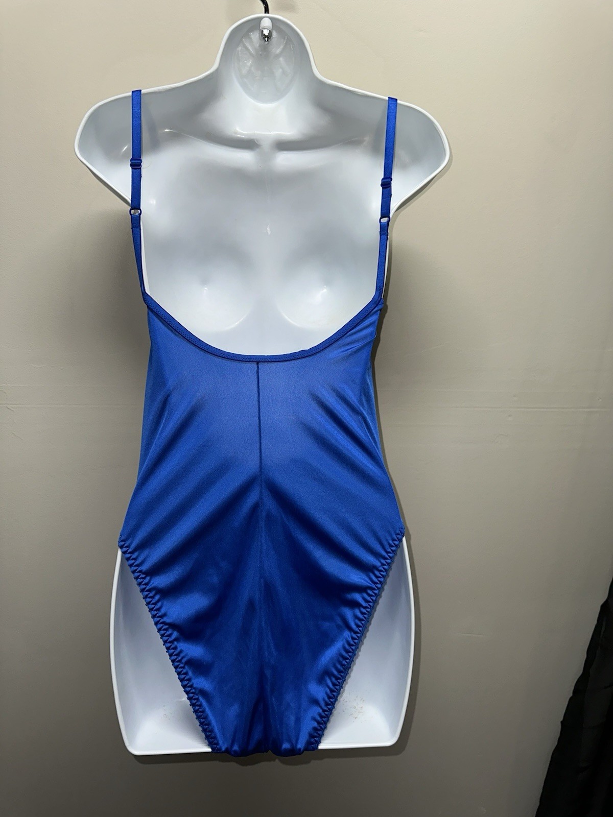 Vintage 80’s DOLORES Promise For POIRETTE Blue Lace Satin Romper 32 Union Made