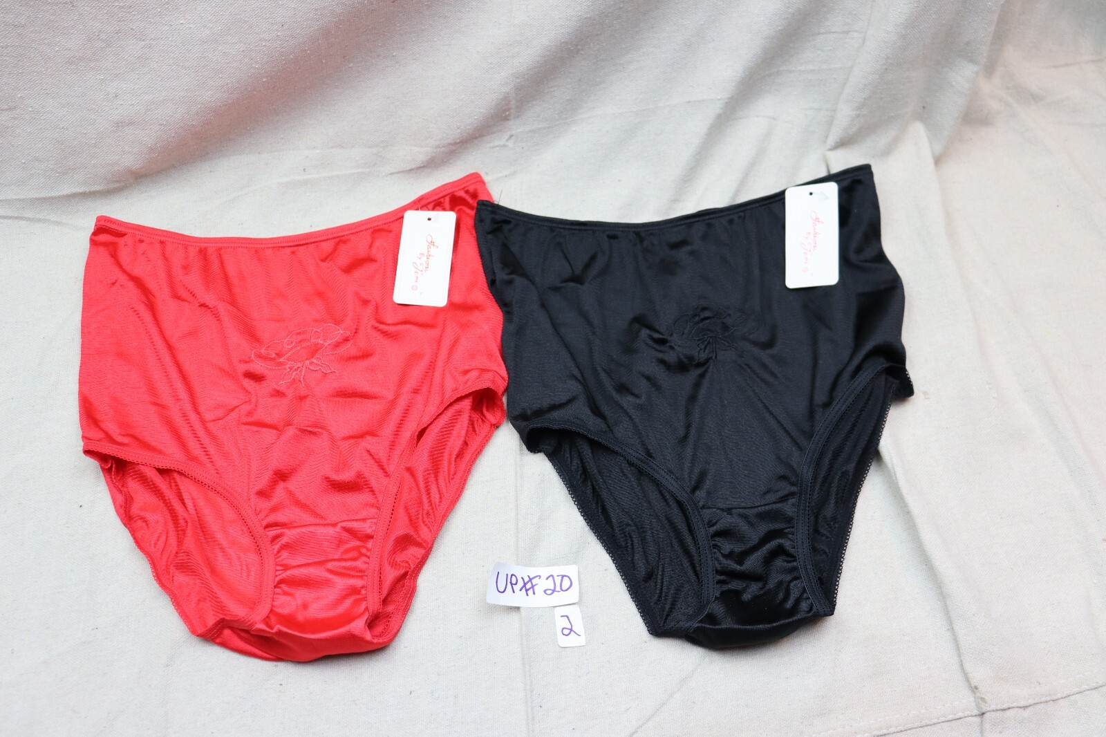 Vintage NYLON Panties Fashions By Teri Size 10 RED Black Pin-Up Intimate Retro