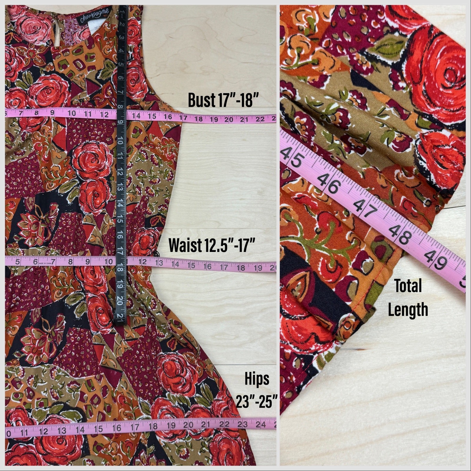 Vintage 1980s Sleeveless Floral and Patchwork Print Belted Midi Dress | S/M