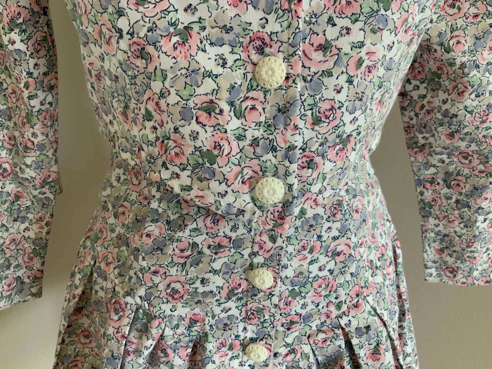 VTG 80s Benson & Smith Two Piece Blazer Skirt Set Floral Print Womens Size 5
