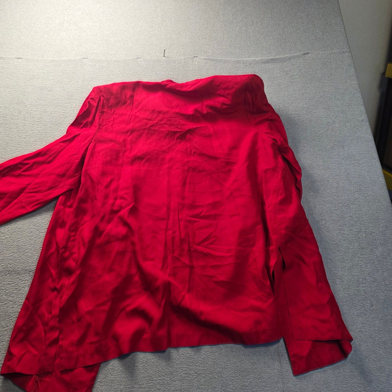 2 Piece Satin Jacket Top Set Womens XL Red Embroidered Formal D.J. Summers