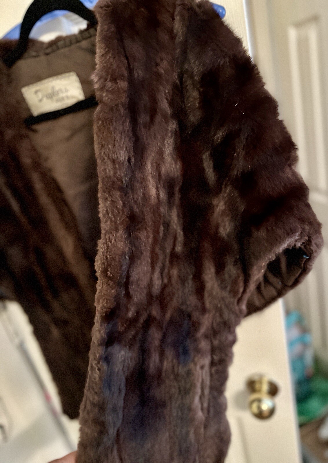 VTG Mink Fur Stole Shall Colar Shoulder Wrap Dark Chocolate Brown O/S 60s GUC