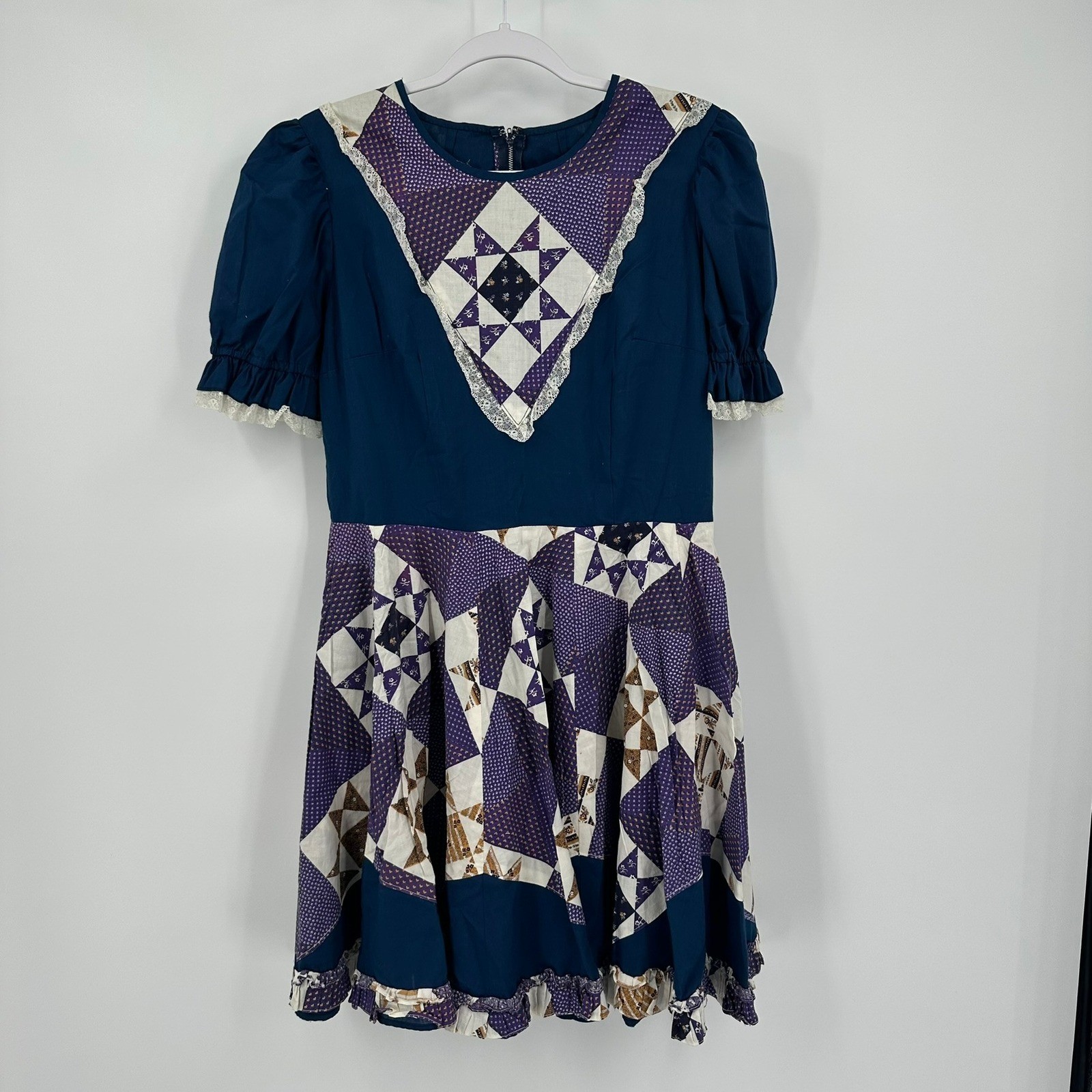 Womens Vintage Cottagecore Handmade Dress Size M Prairie Folk Calico Americana