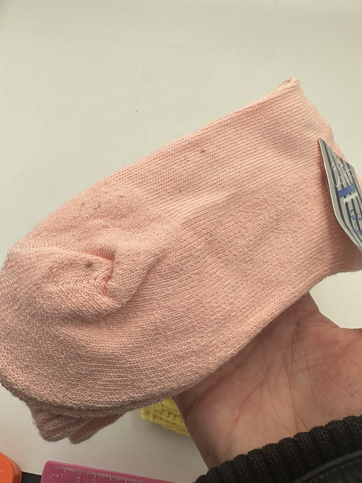 2 Vintage 1980s-1990s Slouch Socks Pink Yellow USA 100% Cotton New