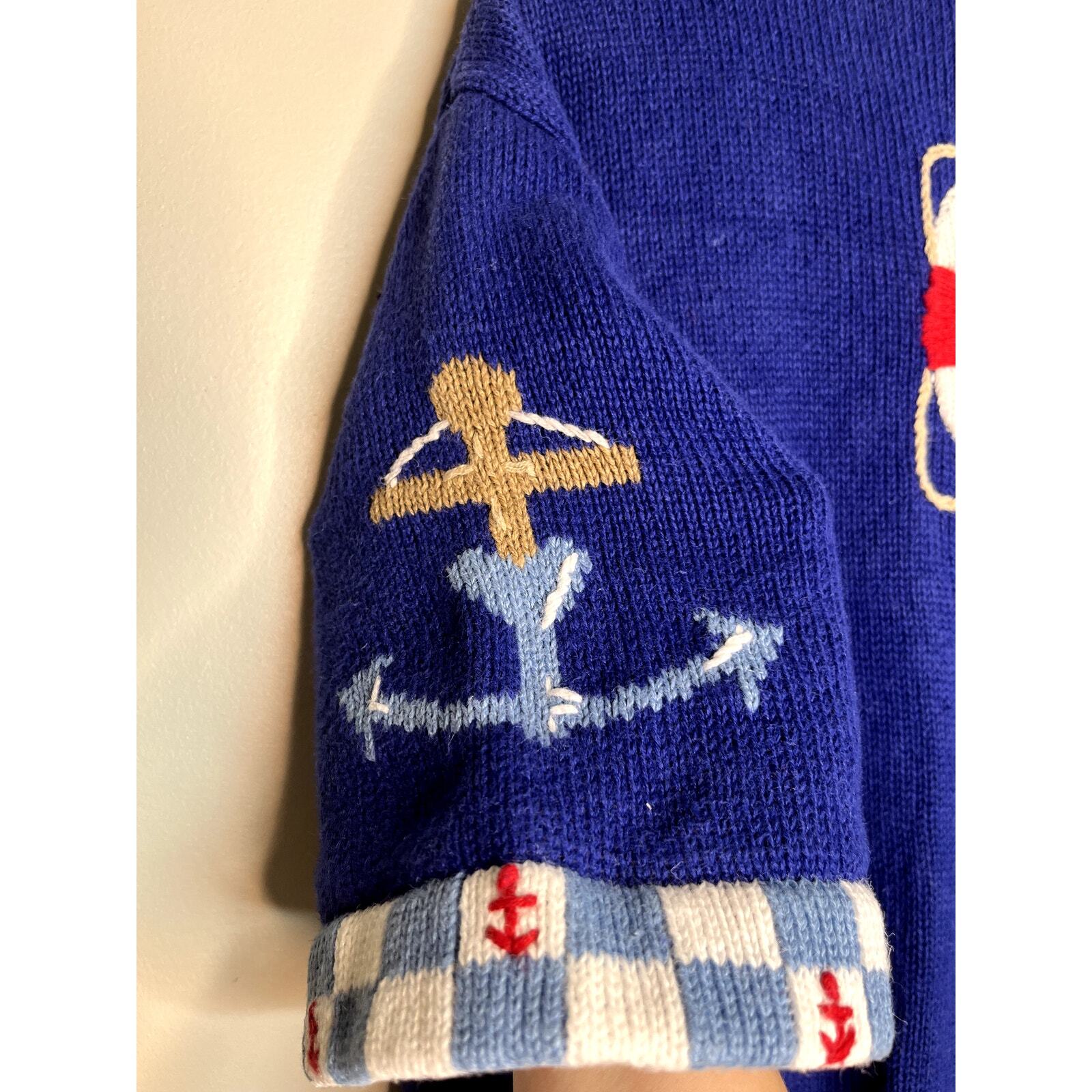 1990s Quacker Factory Seagull Coastal Nautical Anchor Lobster Boats Cardigan 2X