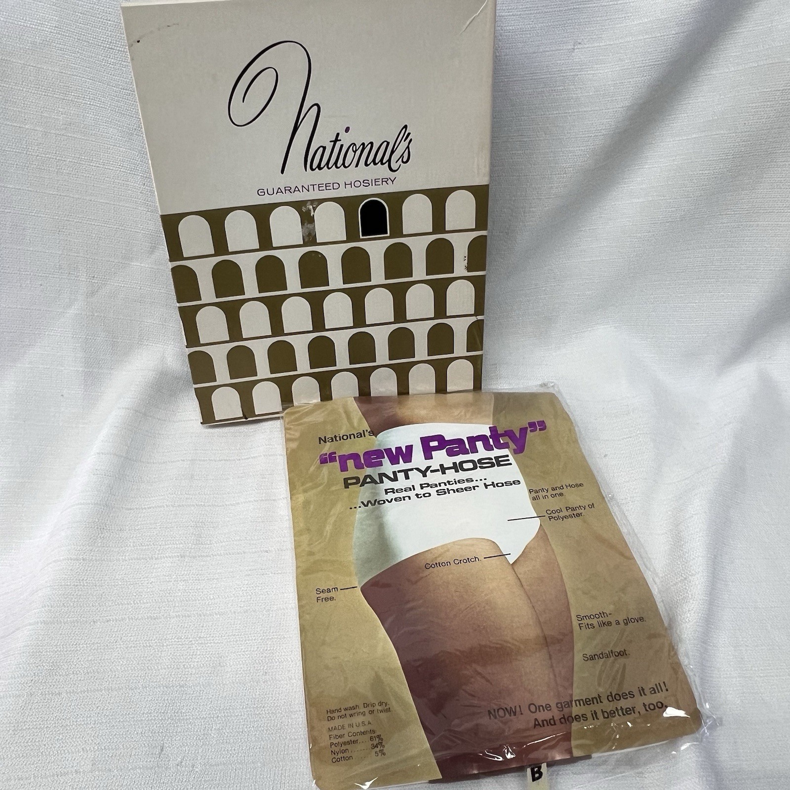 National’s Guaranteed Hosiery Style 87 Brown Beige 412 Panty Hose USA Size B (6)