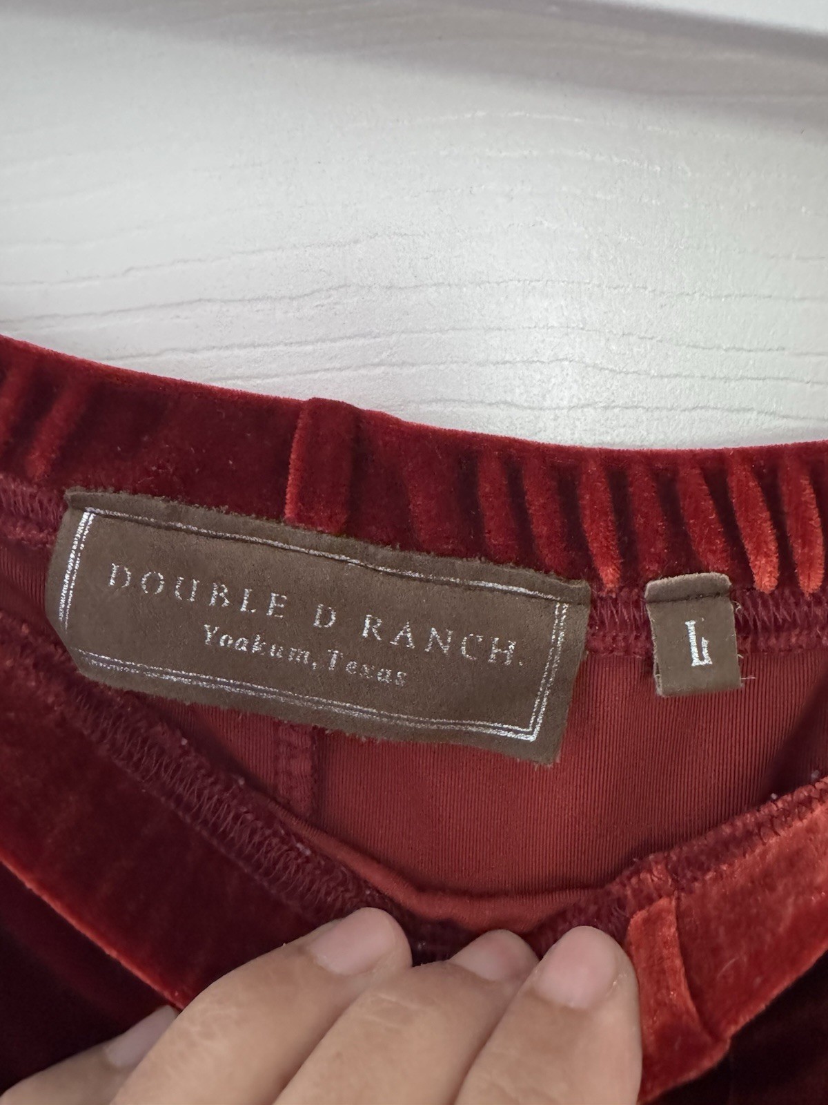 doubled ranch wear Velvet Pants L rusty red color western southwest high waist