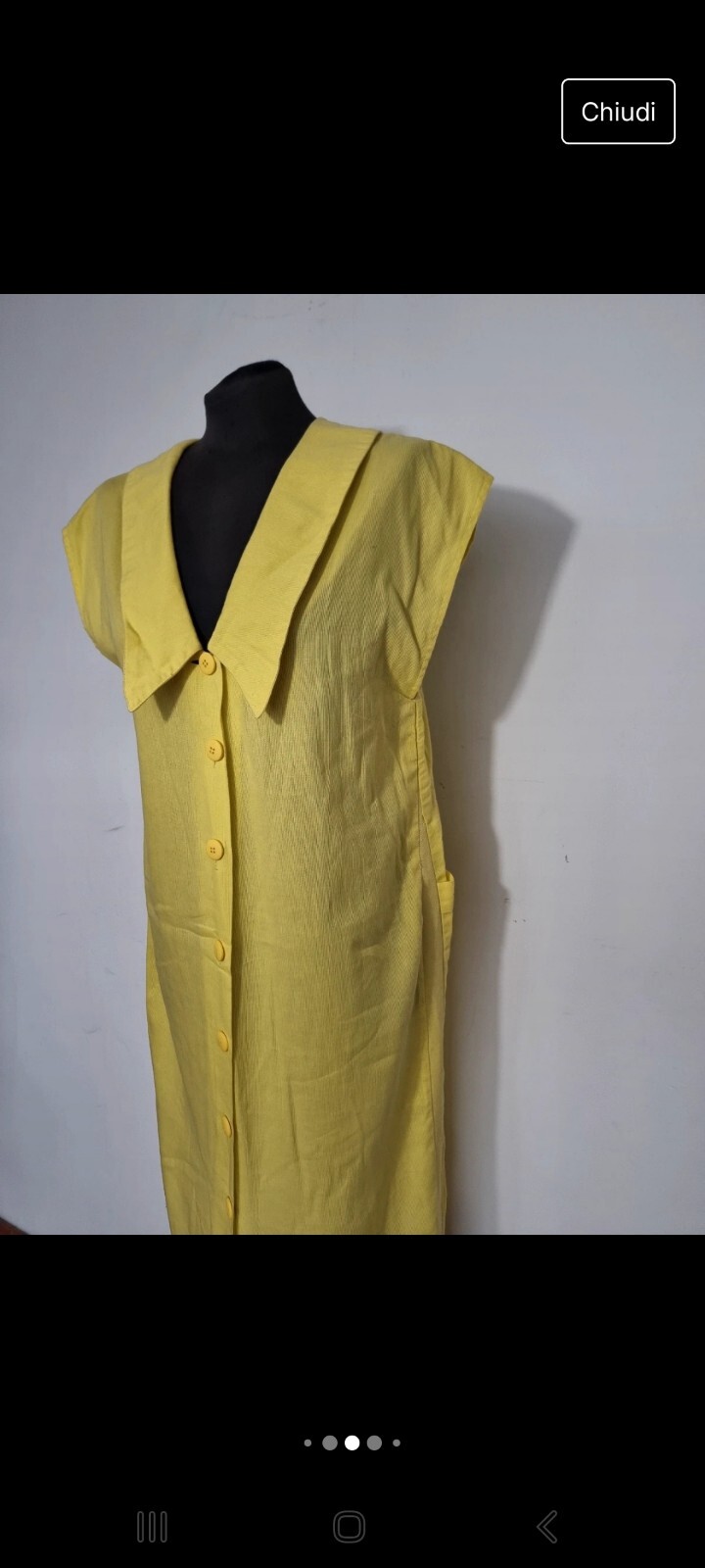 Vintage Womens Yellow Midi Dress L