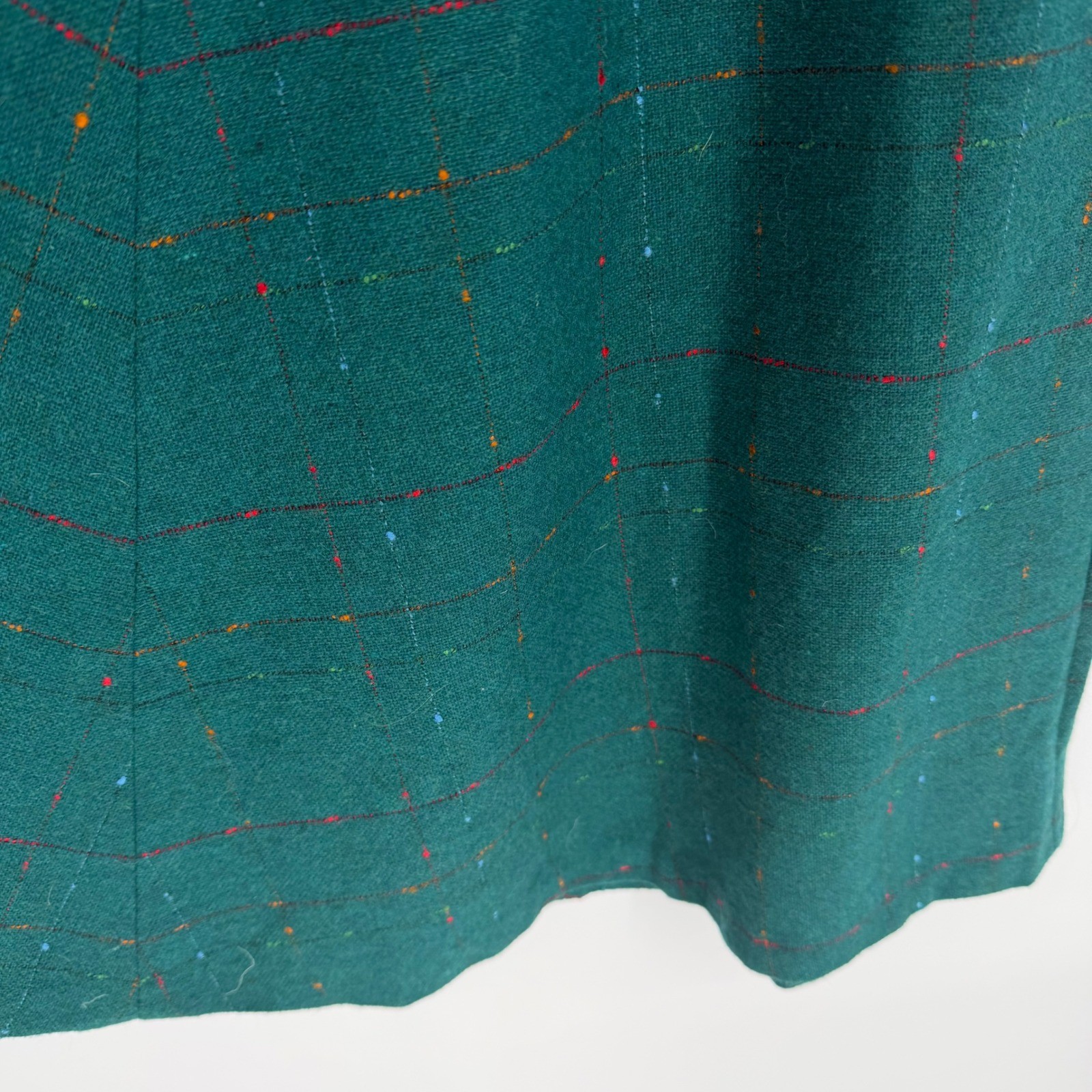 VTG 70s Hunter Green Donegal Speckled Knit Skirt Size 5 Dark Academic Boho Chic