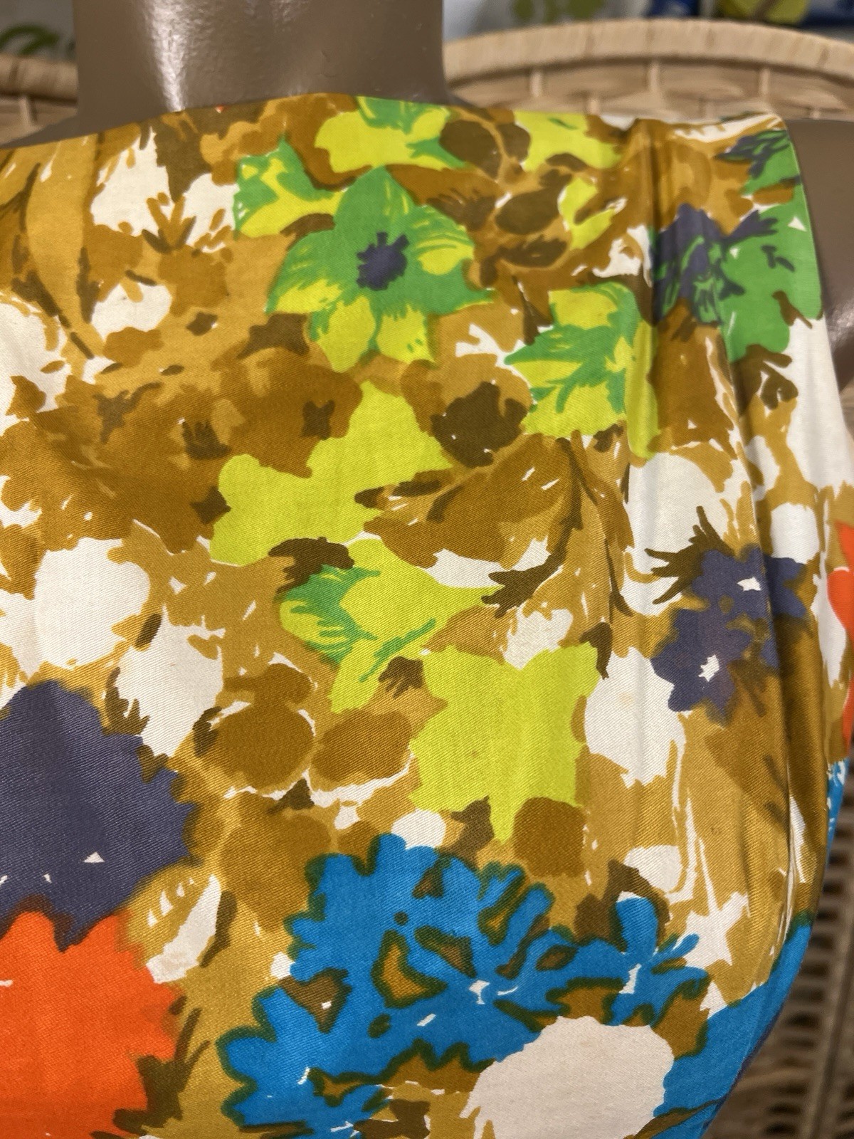 VTG 50s 60s Jay Herbert Bold Vibrant Floral Flower Power Full Circle Dress XS S