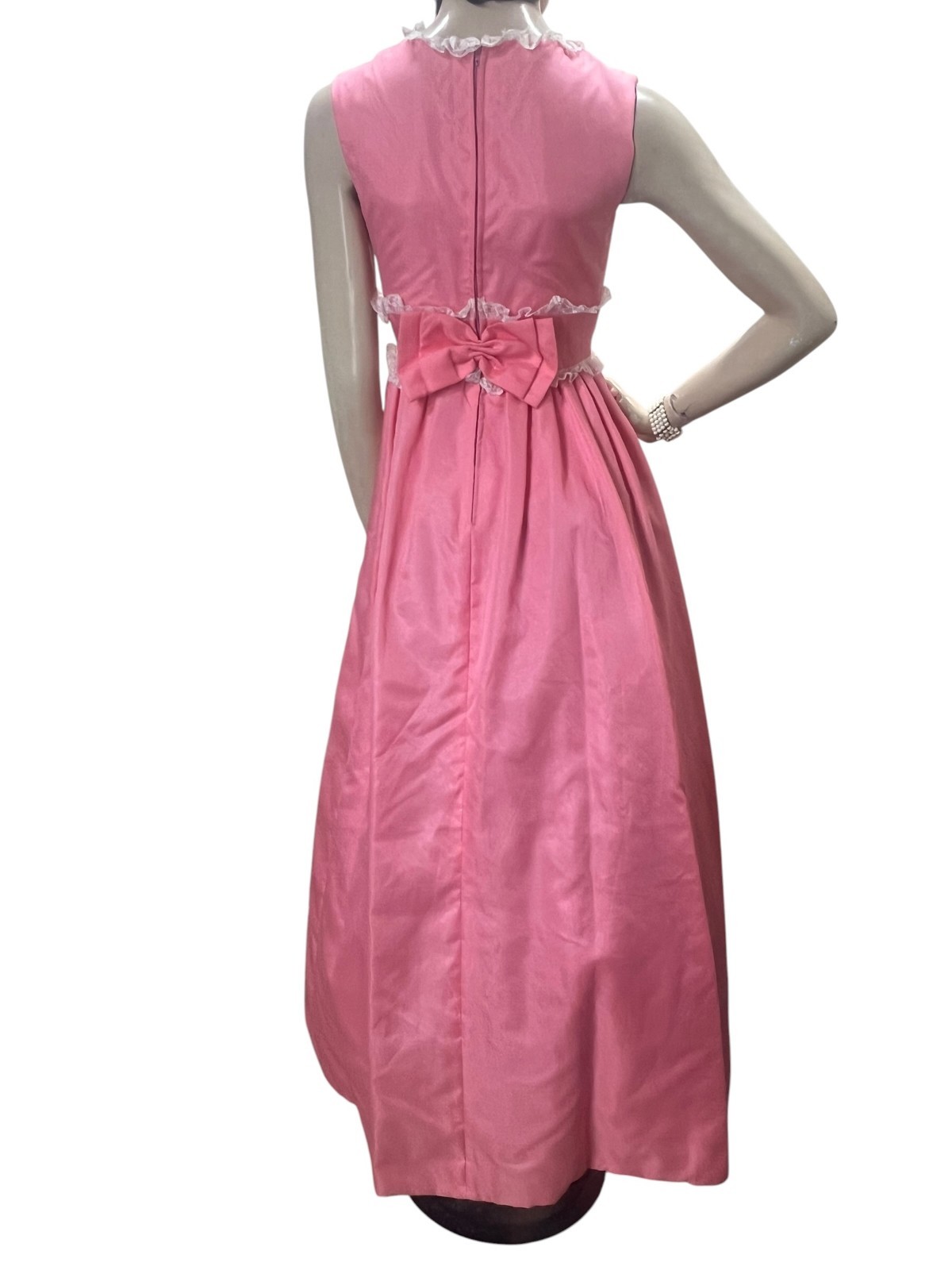 NOS Vtg 60s Sz 8 S 34 B 26 W Prom Gown Dress Pink Priscilla of Boston Silk Rayon
